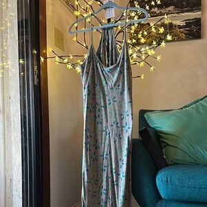 Patagonia Floral Midi Dress - Blue and Tan